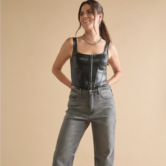 Faux leather corset tank top - Picture 1 of 5